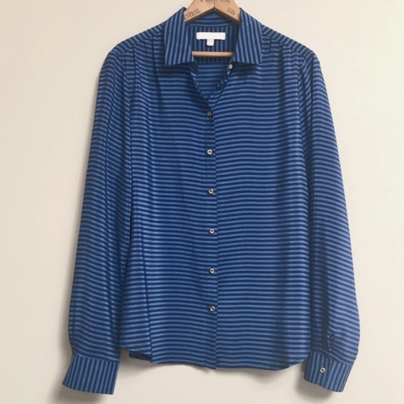 Fisherman Aesthetic 100% Silk Button-up Blouse Vintage Banana Republic - Picture 9 of 13